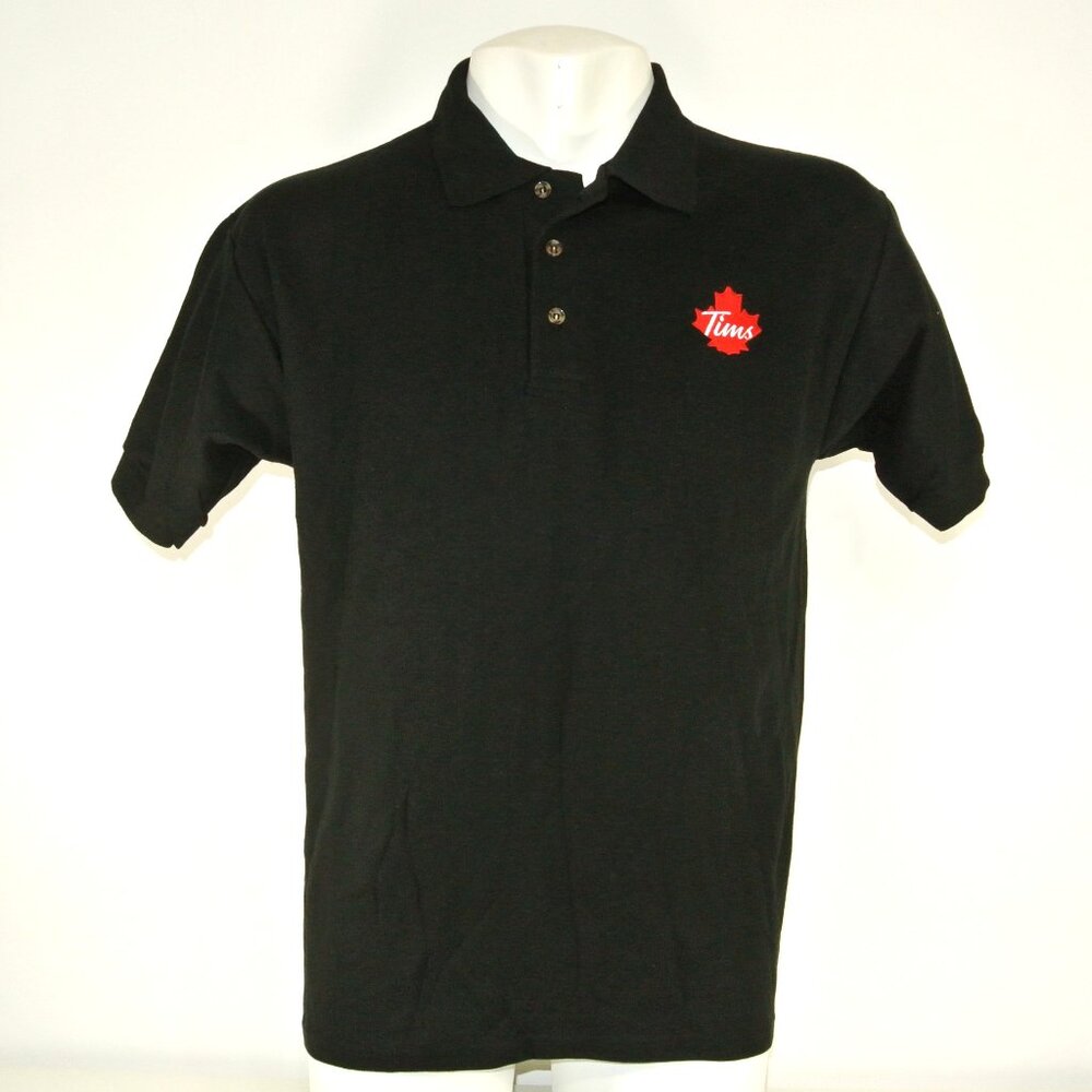 TIM HORTONS Coffee Donuts Employee Uniform Polo Shirt Black NEW Size XL